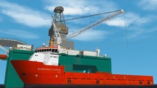 Vortex - Offshore crane off loading containers from supply vessel to drill rig