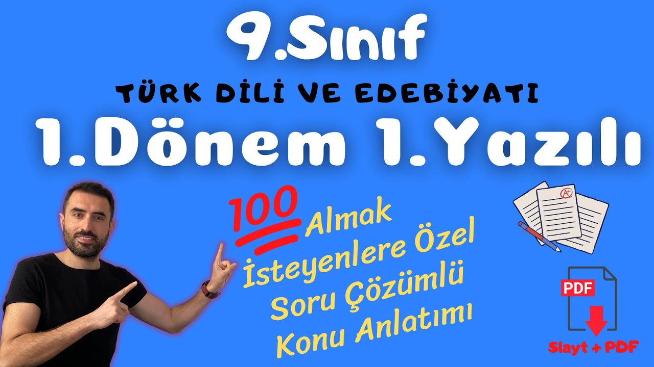 9.Sınıf Türk Dili Ve Edebiyatı 1.Dönem 1.Yazılı Soruları (9 Edebiyat ...