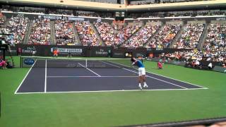 Roger Federer Running around a second serve - Indian Wells 2015 Final