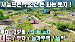 농가주택, 대토, 투자용 양평토지 농림지 급매물/  부지 1,354평, 평당 50만원, 용문역차랑5분/  2차선도로접, 계곡인접, 양평토지급매물전문! [매번 - 17277]