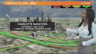Traffic flow during the Charlotte Marathon