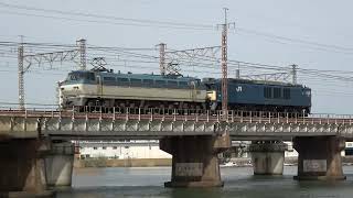 [4K]EF66125牽引EF641036次位無動8865レ@瀬田川(20220330) Distribution Freight Train #8865 Passing Seta River