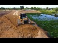 Great work Land Filling Up  showing Mighty Power Bulldozer SHANTUI DH17C2 pushing soil with track