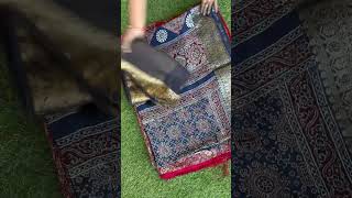 💖 AJRAKH PRINT DOLA SILK ZARI WEAVING BORDER SAREE 💖