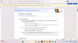 New Perspectives Access 365 | Module 2: End of Module Project 1 Bowles College