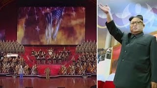 North Korean TV broadcasts music and missiles attacking US in  mock-up