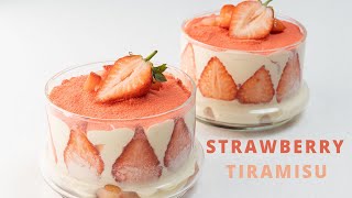 夢幻美味的 草莓提拉米蘇 Strawberry Tiramisu recipe ASMR