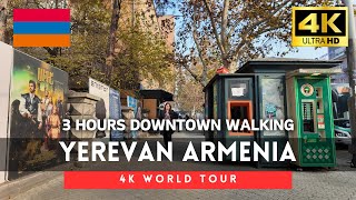 🇦🇲Armenia 4k walk - Yerevan 3 hours 4K Downtown Walking Tour｜Dec 2024