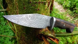 Knife making - hidden tang damascus knife