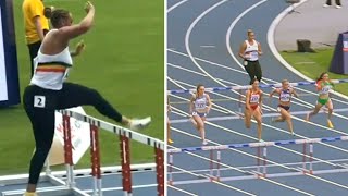 Belgian shot putter goes viral running hurdles to save team from disqualificatio