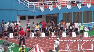 20140420 103全國中等學校運動會田徑賽高男組田徑110公尺跨欄預賽第5組新北市錦和高中黃世瑋、臺北市大同高中黃平諺、高雄市左營高中曾秉凡、新北市三重高中黃英凱、進準決賽。