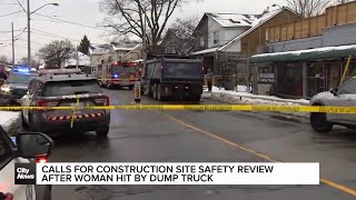 Calls for safety review of Ontario line construction site after woman is critically injured by dump