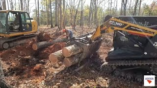 Digging out and Crunching Up Trees for Half-Acre Home Site