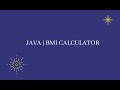 JAVA | BMI Calculator