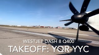 WestJet Q400 Takeoff from Regina in 4K! Seat 3D View: YQR to YYC