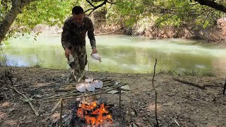 We fished in several places until we found the piau spot, we made a mouth-watering roast