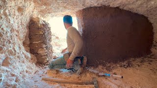 Build SECRET UNDERGROUND BUNKER with FIREPLACE in 18 DAYS, Diy, Camping, Cooking, Asmr