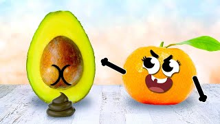 ¡JAJA! ¡FRUTAS QUE HABLAN GRANDES VS  PEQUEÑAS!😛 Historias de frutas parlantes traviesas