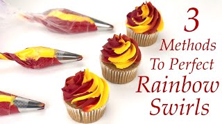 How To Make Fall Themed Rainbow Cupcake Swirls 3 Different Ways - ZIBAKERIZ