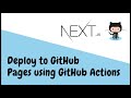(CI/CD): Deploy Next.js (SSG) to GitHub Pages using GitHub Actions