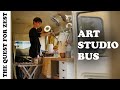 Step Inside! Mind-Blowing School Bus Art Studio Tour Tiny Living, and Artistry Collide in Pure Bliss