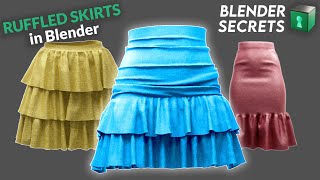 Ruffled Skirts | Virtual Fashion | 1-minute Blender Tutorial | Blender Secrets