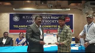 RTI and Human Rights Advocacy Society State meeting in Hyd..distribution of ID cards \u0026 cerificates