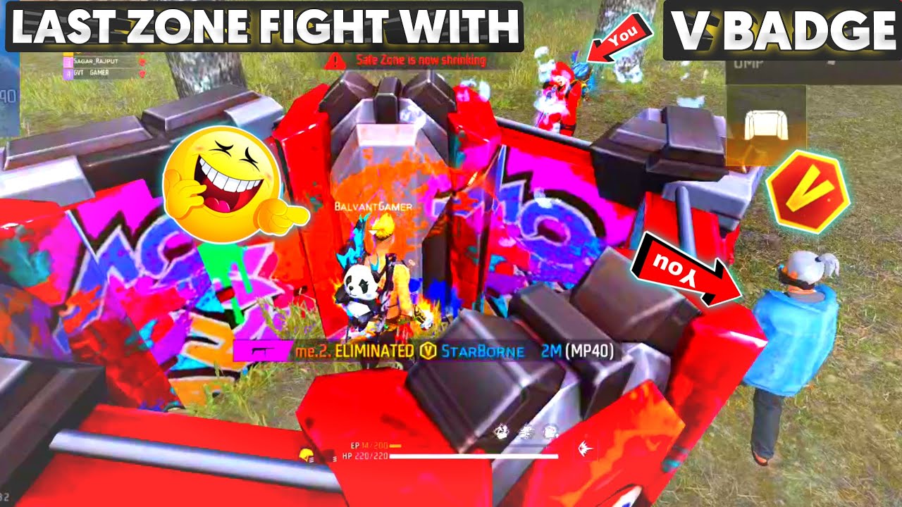 Last Zone Fight With V Badge Player (Part2) Best Funny Moment😂| Must Watch | #Shorts#Short #freefire