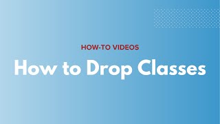 Registration | How to Drop Classes