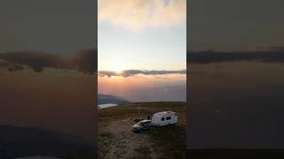 drone shots during cb radio at 1728m with caravan on mountain