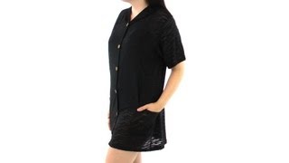 J.Valdi Plus Size Texture Button Front Coverup | SwimOutlet.com