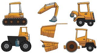 Learning Street Vehicles Name and Sound Excavator ,Front Loader ,Road Roller ,Dump Truck