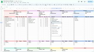 Workout Planner Spreadsheet for Google Sheets and Excel