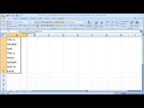 Start a new line of text in Microsoft Excel cells