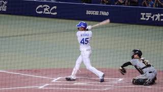 2023.09.25 龍空タイムリーヒット！ホームインする石川昂弥と木下拓哉