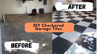 How to DIY a Checkered Workshop Garage Floor - Black \u0026 White Harlequin Patterned Floors!