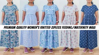 Trendy Zipless Maternity Gowns with Pocket | AllTime Outfits #gown #maternity #feedinggown #kurtis