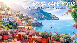 Seaside Coffee Shop Ambience with Happy Bossa Nova Jazz Music & Calming Ocean Waves for Good Moods