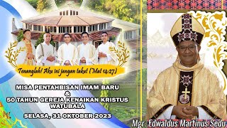 Misa Pentahbisan Imam Baru KUM Dan Ordo Karmel \u0026 syukur 50 Tahun Gereja Kenaikan Kristus Watubala