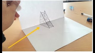 How to Drow a 3D ladde Trick Art for kids 2018💯