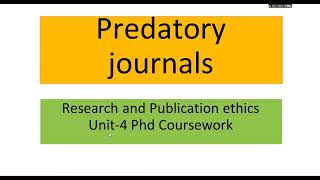 Predatory journals