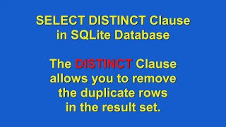 How to use DISTINCT using SQLite