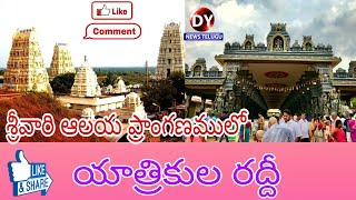 శ్రీవారి ఆలయ ప్రాంగణములో | యాత్రికుల రద్దీ | దర్శనానికి క్యూలైన్లలో | వెళ్తున్న భక్తులు