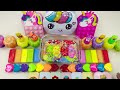 asmr slime random mixing 🌈 rainbow unicorn decorating bag against glitter slime random mixing