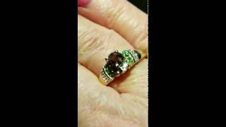 SOLD! 1.51ct Genuine Color Change Csarite with Diamonds \u0026 Emeralds 10k Solid  Gold Ring