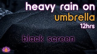 [Black Screen] Heavy Rain on Umbrella No Thunder | Rain Ambience | Rain Sounds for Sleeping