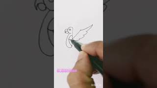 Quick simple and easy drawing of bird l parrot drawing for beginner #shorts #viral #youtubeshorts