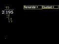 divide 195 by 2 remainder . division with 1 digit divisors . how to do