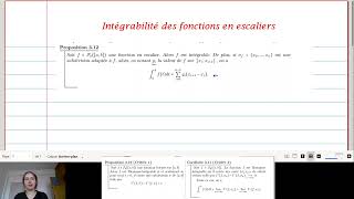 Analyse réelle 2 - Chapitre 3 : Intégrale de Riemann - Intégrabilité des fonctions en escalier