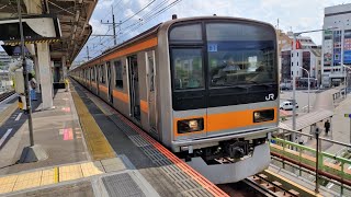 [ジョイント音]1402H 209系 トタ81編成 中央線 快速東京行が日野駅2番線を発車するシーン